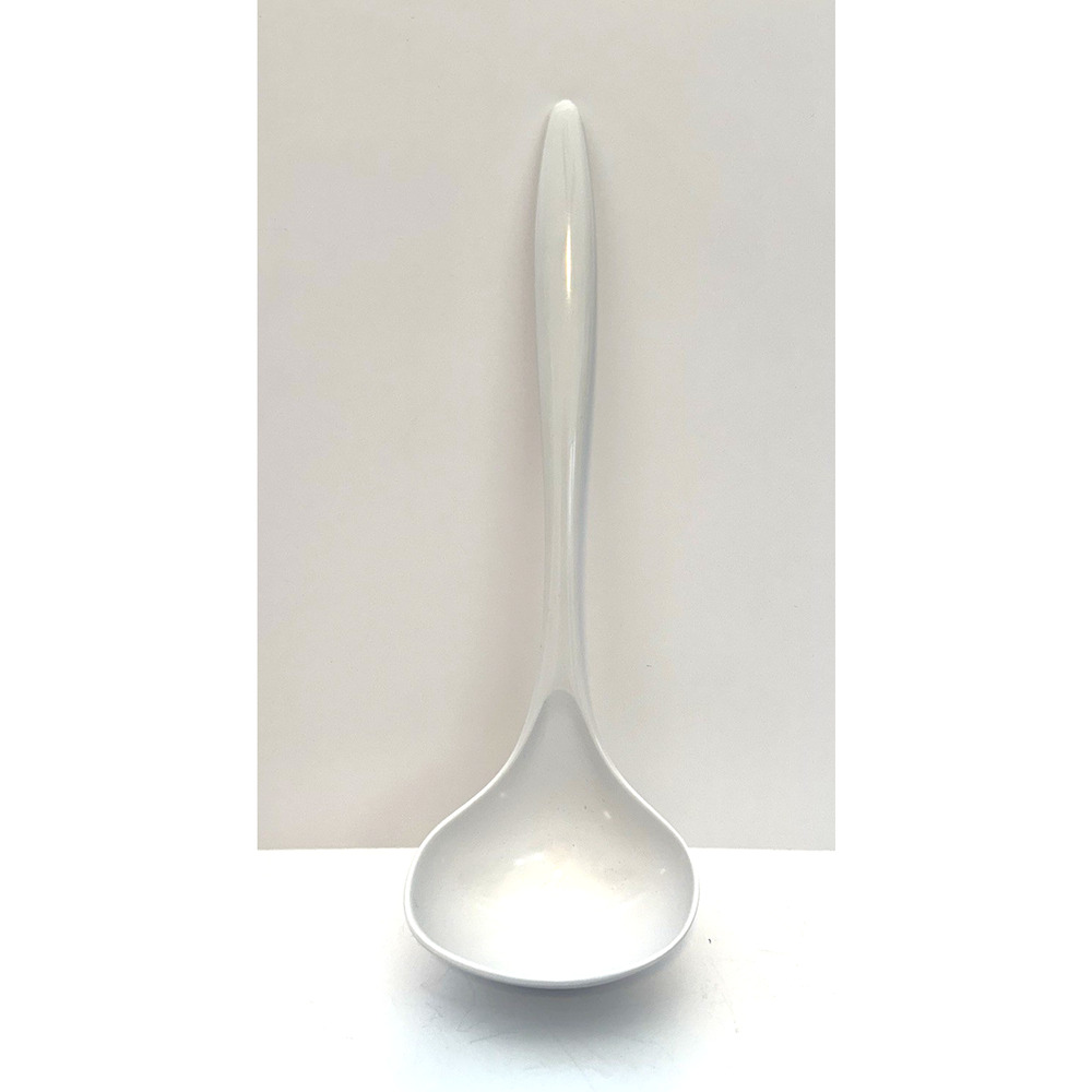 HUTZLER Vintage White Melamine No. 2525 Soup Ladle Made in Denmark 11"
